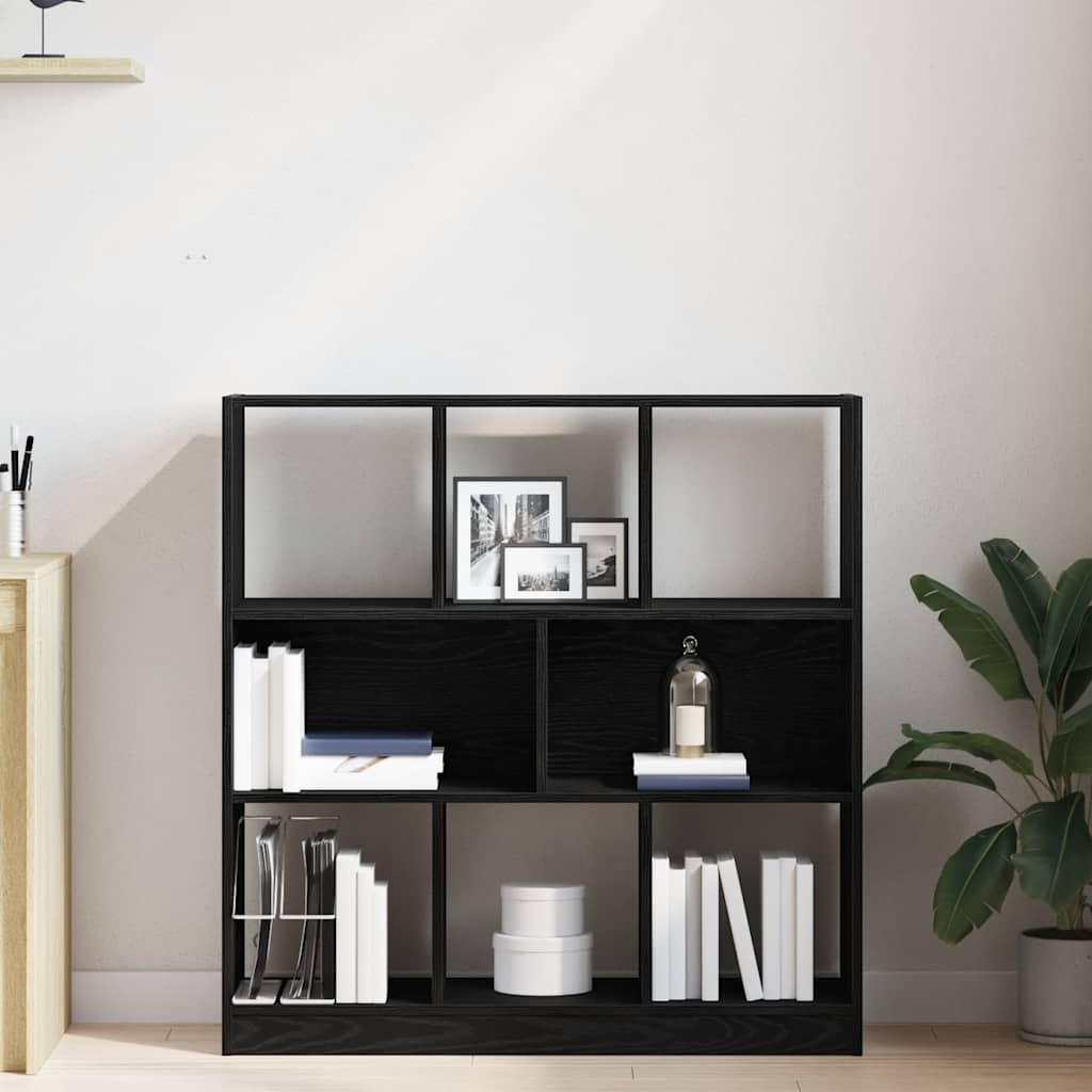 vidaXL Regał na książki Czarny dąb 97,5x29,5x100 cm Drewno klejone