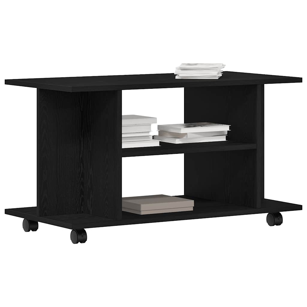vidaXL Szafka RTV z kółkami Czarny dąb 80x40x45 cm Drewno klejone