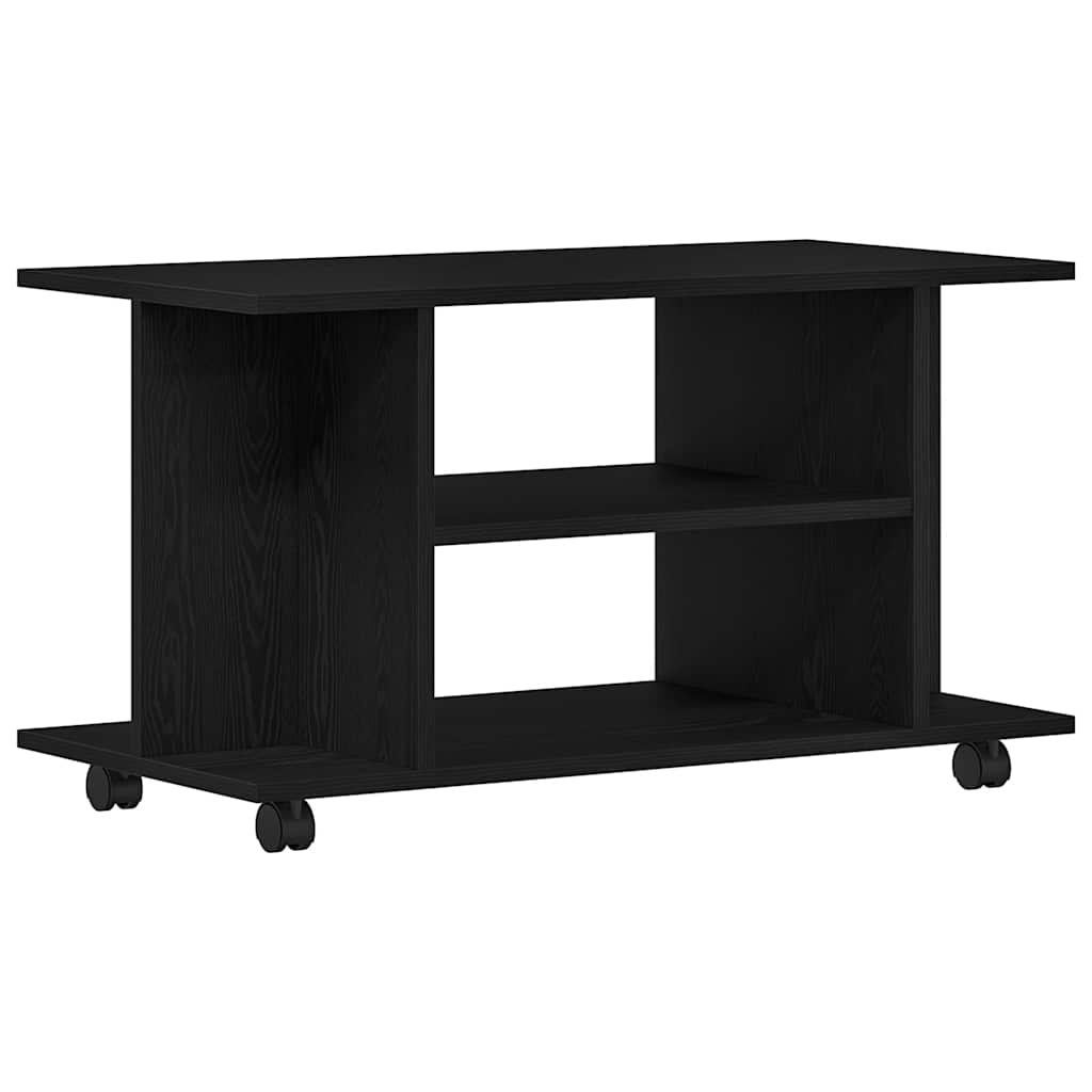 vidaXL Szafka RTV z kółkami Czarny dąb 80x40x45 cm Drewno klejone