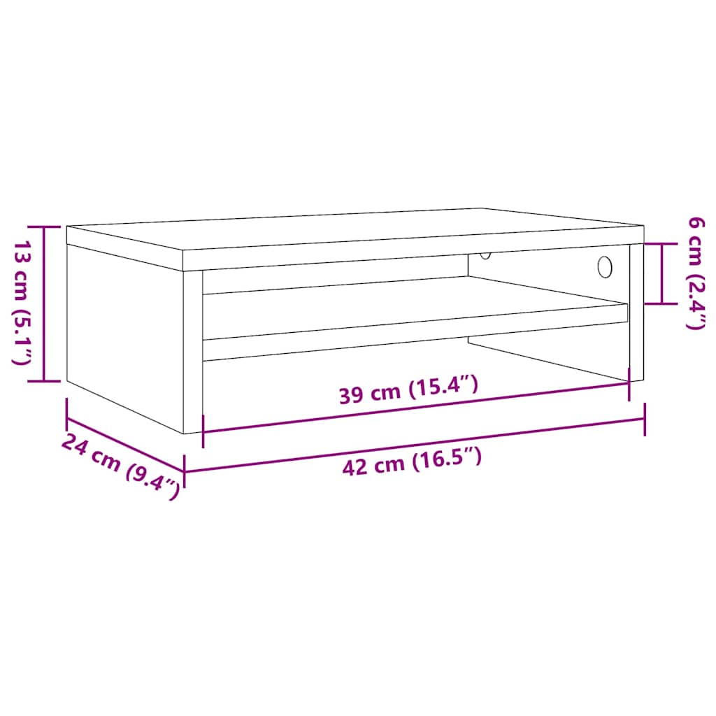 vidaXL Podstawka pod monitor, czarny dąb, 42x24x13 cm