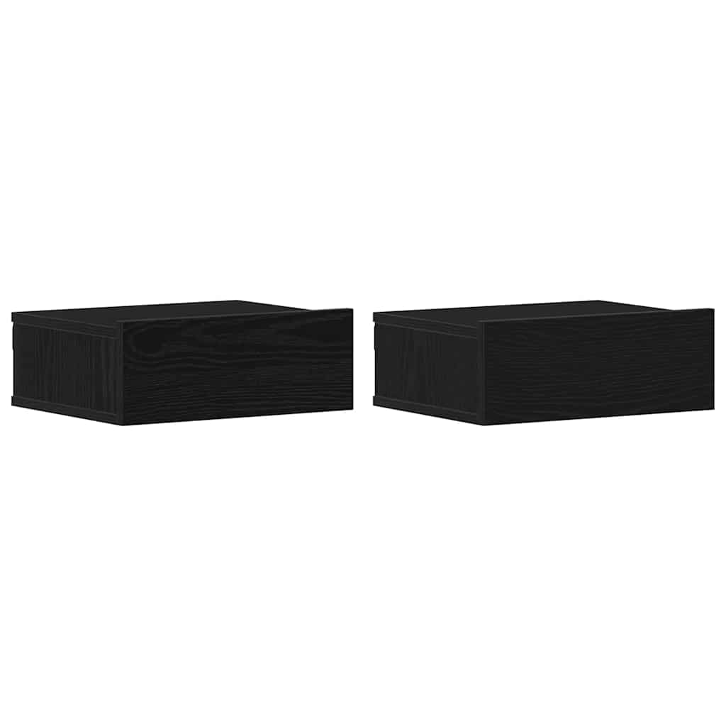 vidaXL Pływające szafki nocne 2 szt. Czarny dąb 40x32x15 cm Drewno konstrukcyjne