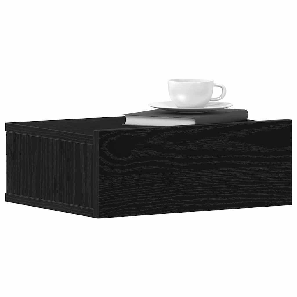 vidaXL Pływające szafki nocne 2 szt. Czarny dąb 40x32x15 cm Drewno konstrukcyjne