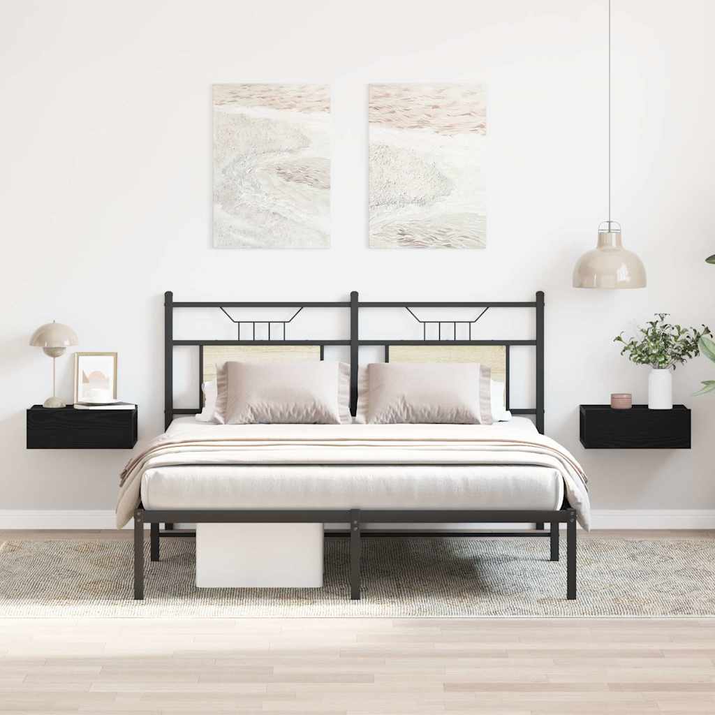 vidaXL Pływające szafki nocne 2 szt. Czarny dąb 40x32x15 cm Drewno konstrukcyjne