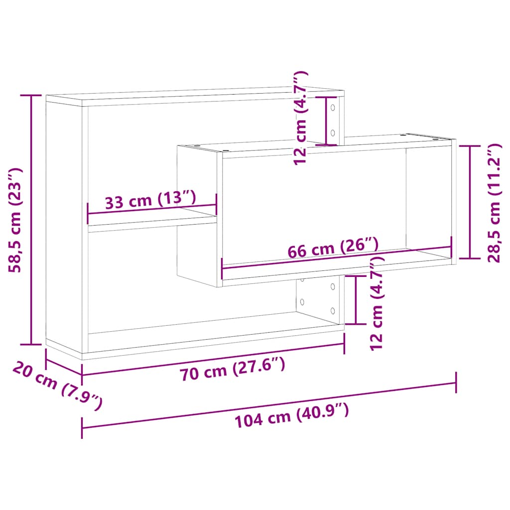 vidaXL Półka ścienna czarny dąb 104x20x58,5 cm Drewno konstrukcyjne