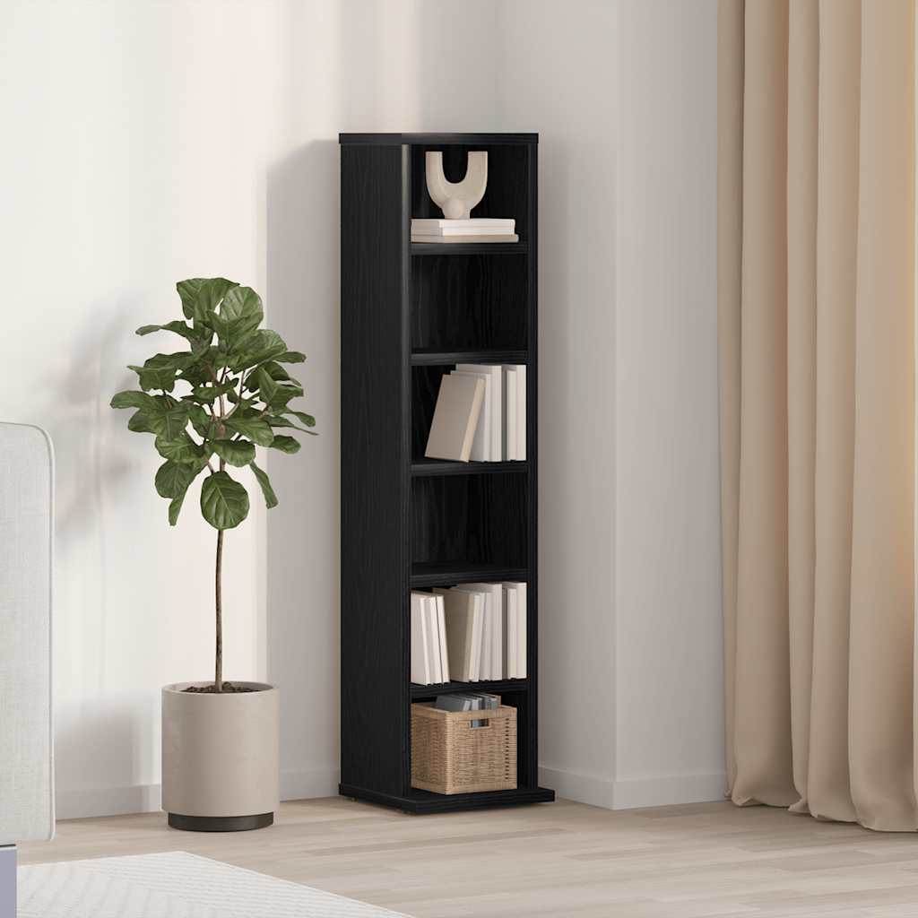 vidaXL Szafka na CD Czarny Dąb 21x20x88 cm Drewno klejone
