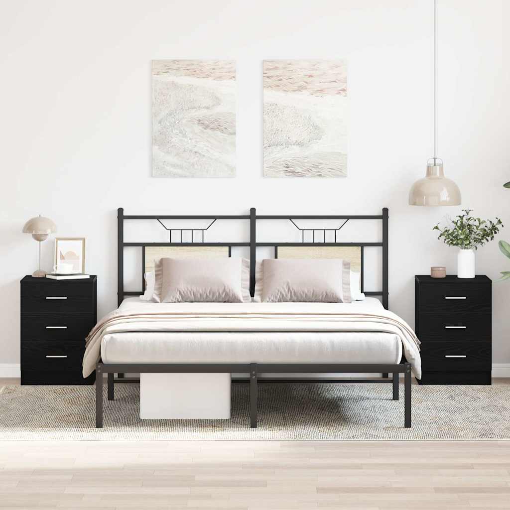 vidaXL Szafki nocne 2 szt. Czarny dąb 38x35x55 cm Drewno konstrukcyjne