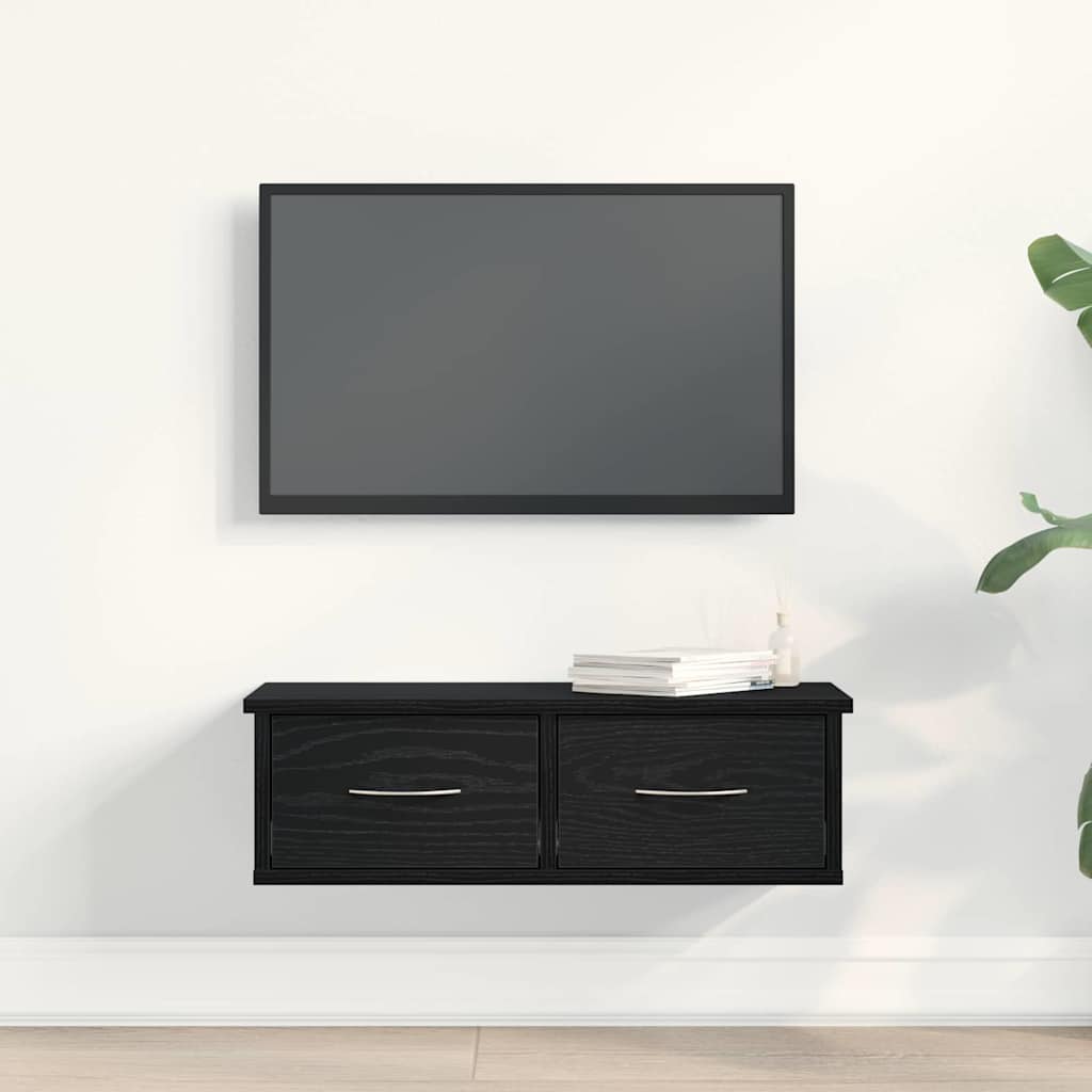vidaXL Szafka ścienna z szufladą Czarny Dąb 60 x 26 x 18,5 cm