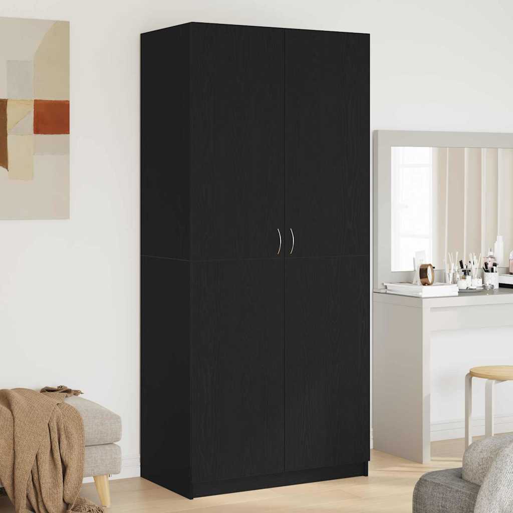 vidaXL Garderoba Czarny Dąb 90 x 52 x 200 cm Materiał drewnopochodny