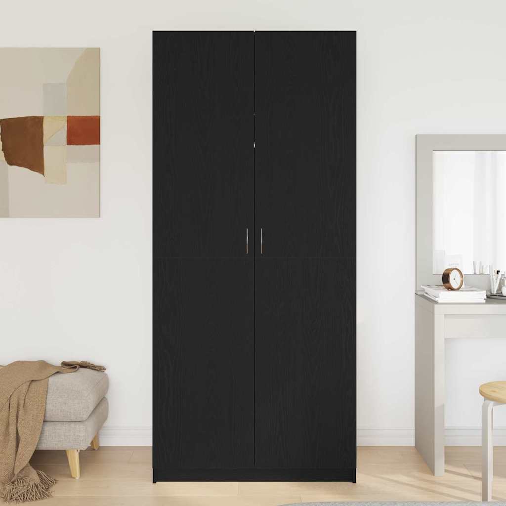 vidaXL Garderoba Czarny Dąb 90 x 52 x 200 cm Materiał drewnopochodny