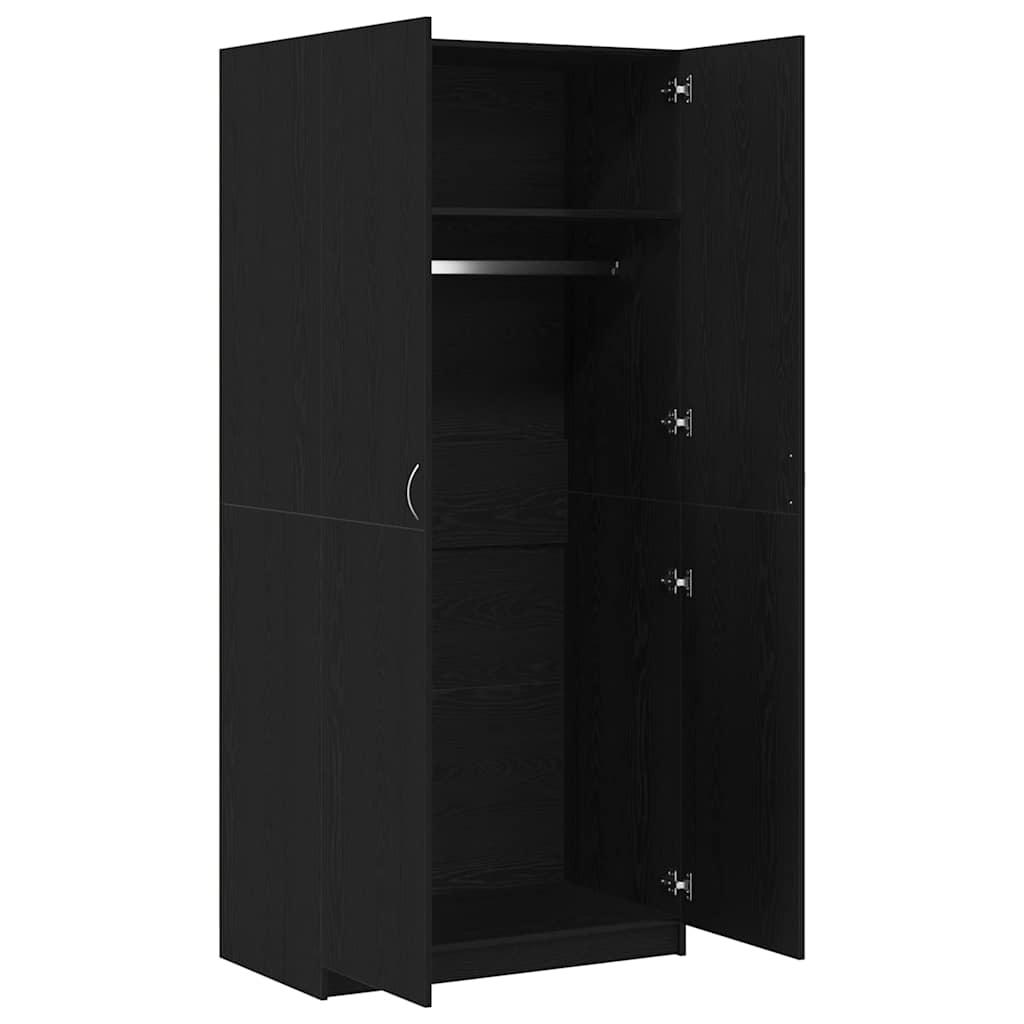vidaXL Garderoba Czarny Dąb 90 x 52 x 200 cm Materiał drewnopochodny