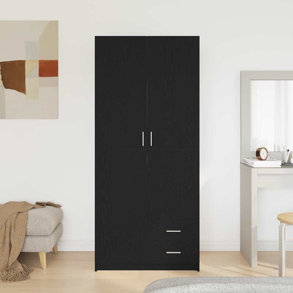 vidaXL Garderoba Czarny Dąb 80 x 52 x 180 cm Materiał drewnopochodny