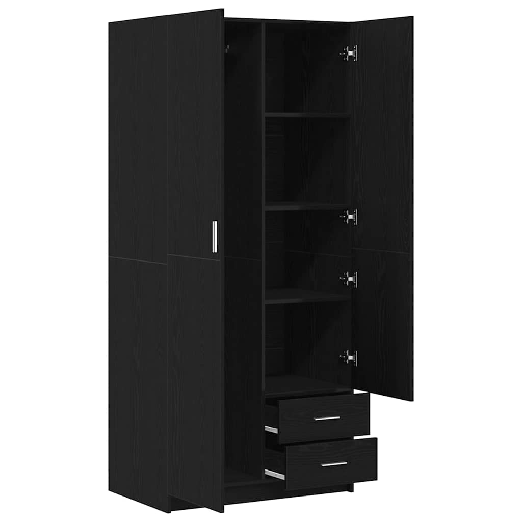 vidaXL Garderoba Czarny Dąb 80 x 52 x 180 cm Materiał drewnopochodny
