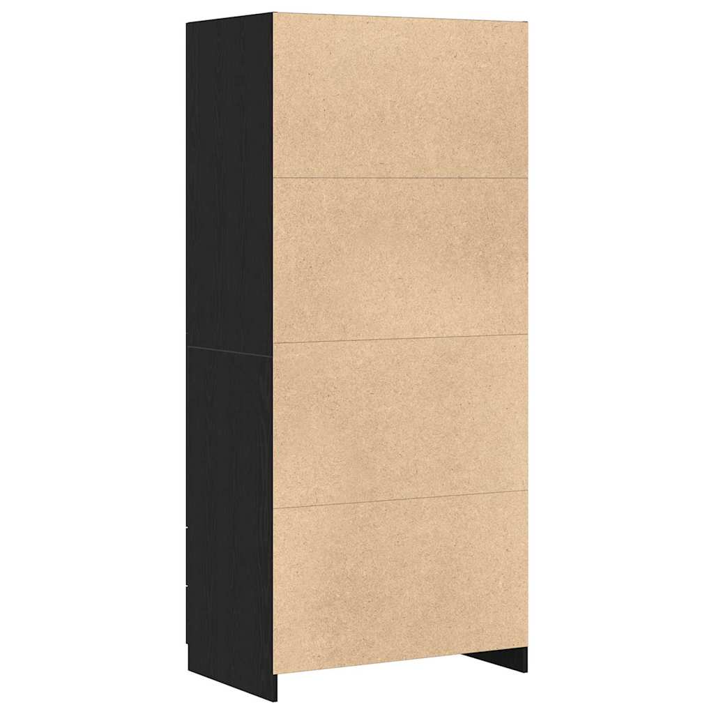 vidaXL Garderoba Czarny Dąb 80 x 52 x 180 cm Materiał drewnopochodny