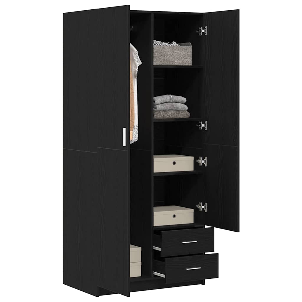 vidaXL Garderoba Czarny Dąb 80 x 52 x 180 cm Materiał drewnopochodny