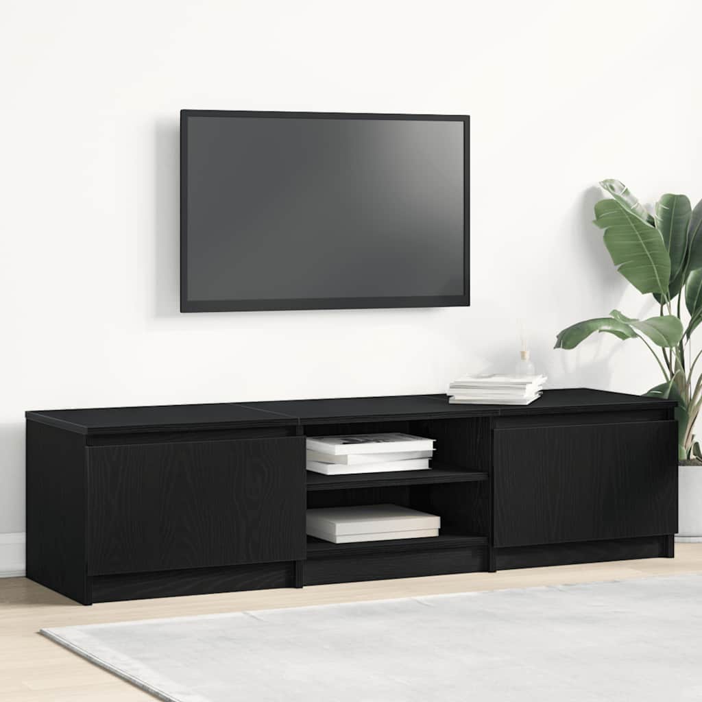 vidaXL Szafka RTV Czarny Dąb 140x40x36 cm Drewno klejone