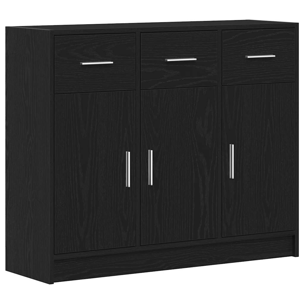 vidaXL Komoda Czarny Dąb 91x28x75 cm Drewno konstrukcyjne