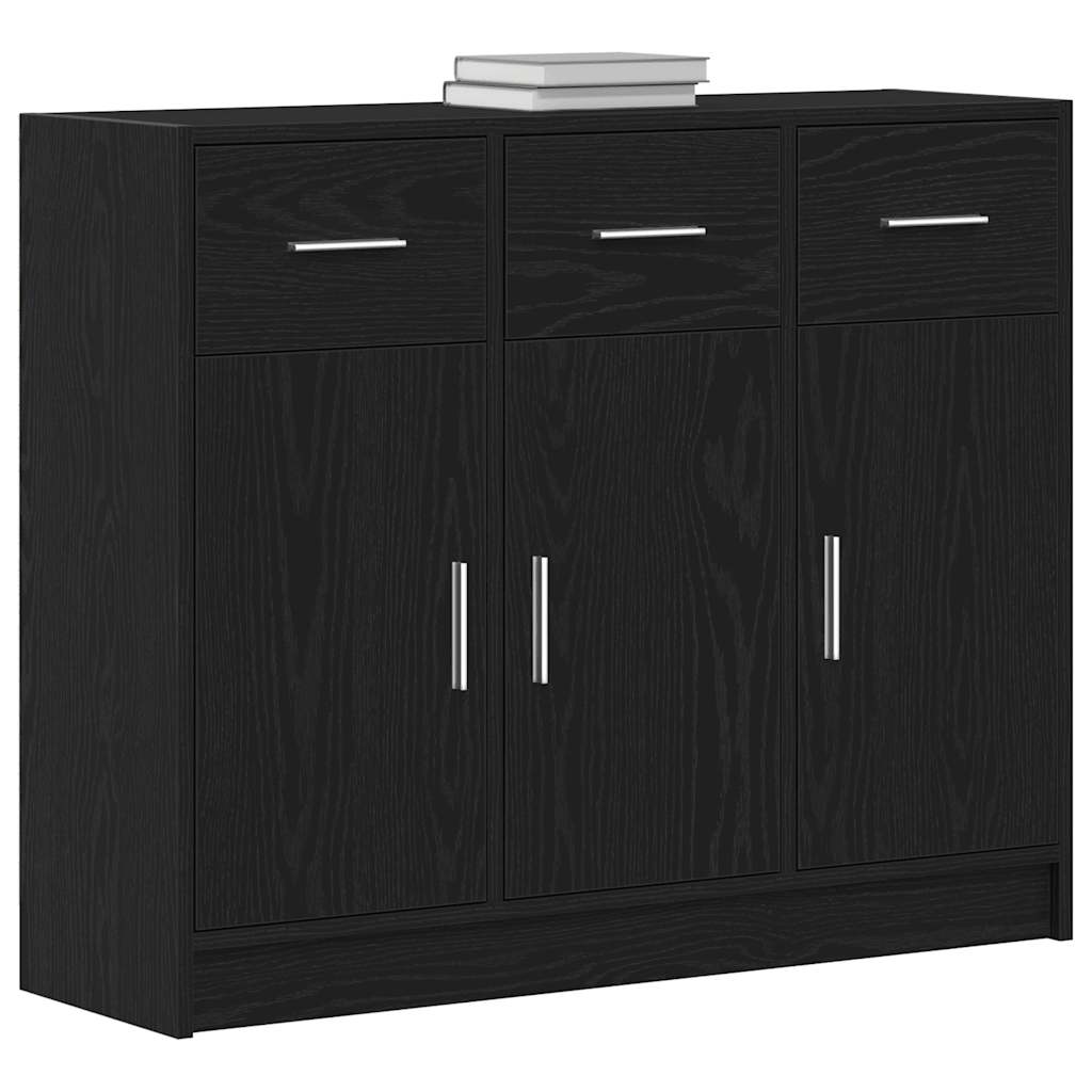 vidaXL Komoda Czarny Dąb 91x28x75 cm Drewno konstrukcyjne