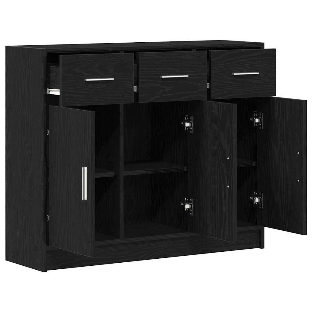 vidaXL Komoda Czarny Dąb 91x28x75 cm Drewno konstrukcyjne