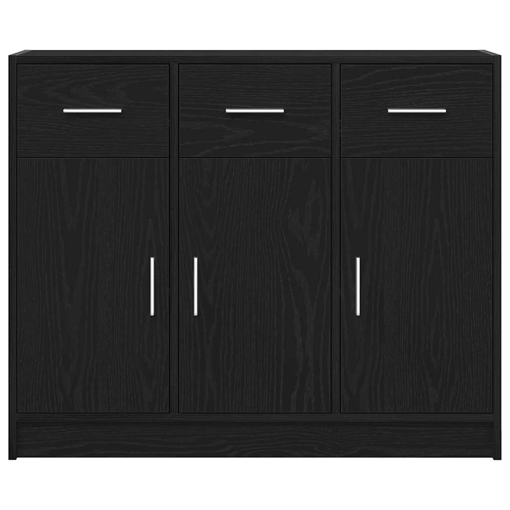 vidaXL Komoda Czarny Dąb 91x28x75 cm Drewno konstrukcyjne