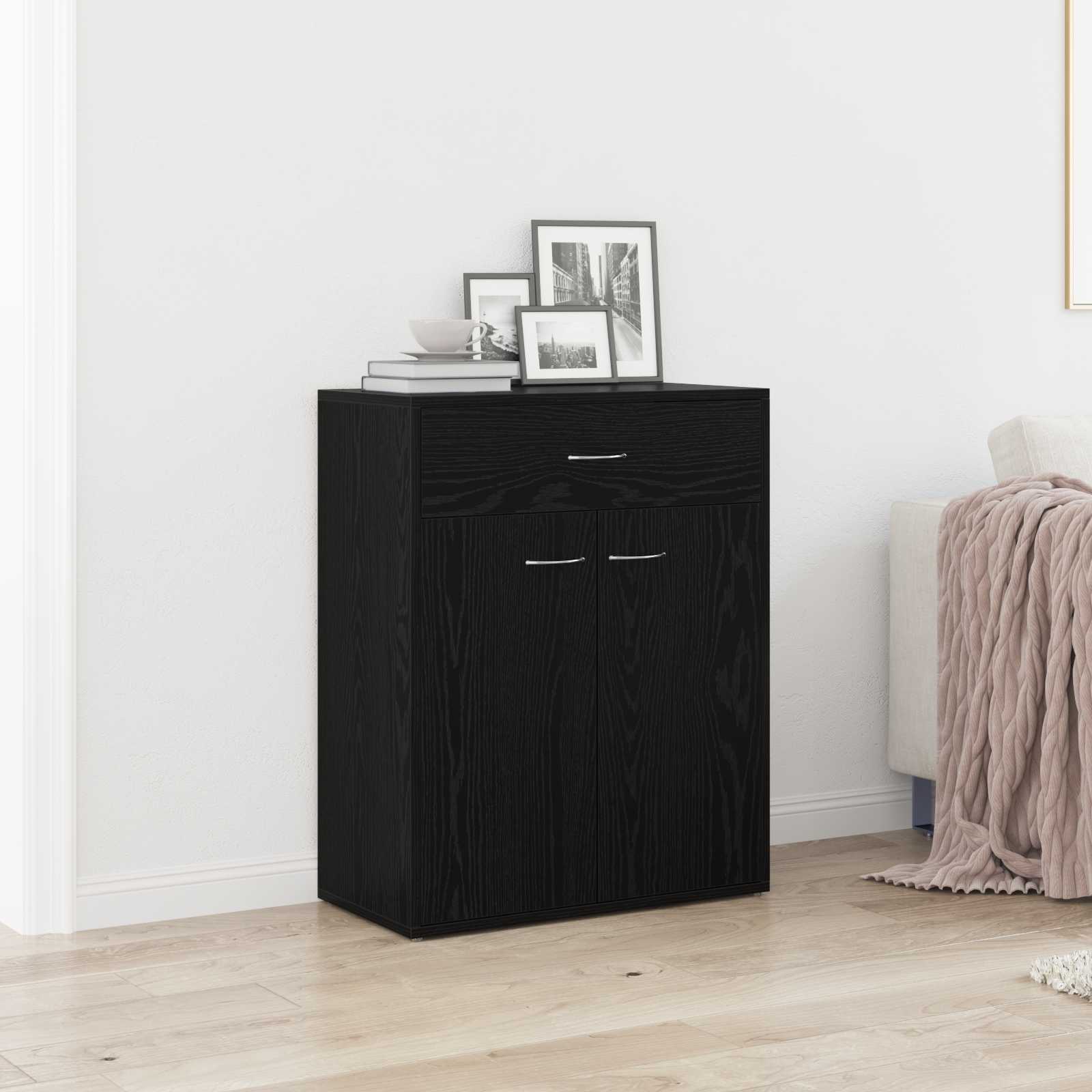 vidaXL Bufet Czarny Dąb 60 x 30 x 75 cm Materiał drewnopochodny