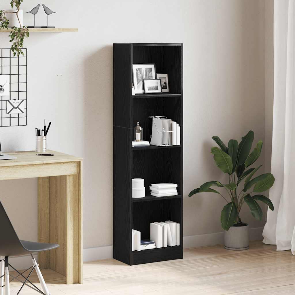 vidaXL Regał biblioteczny Czarny Dąb 40x24x143 cm Drewno klejone