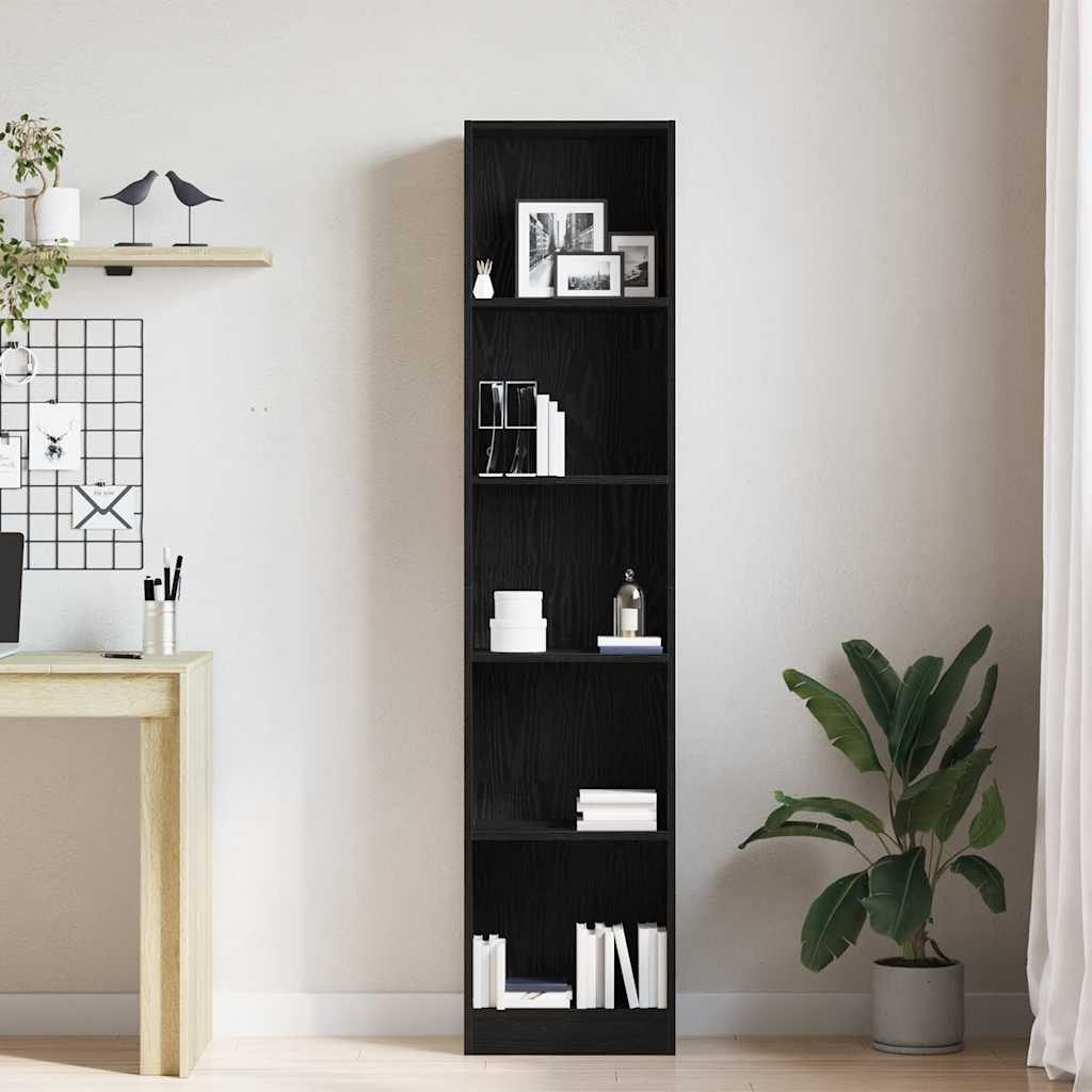 vidaXL Regał biblioteczny Czarny Dąb 40x24x176 cm Drewno klejone
