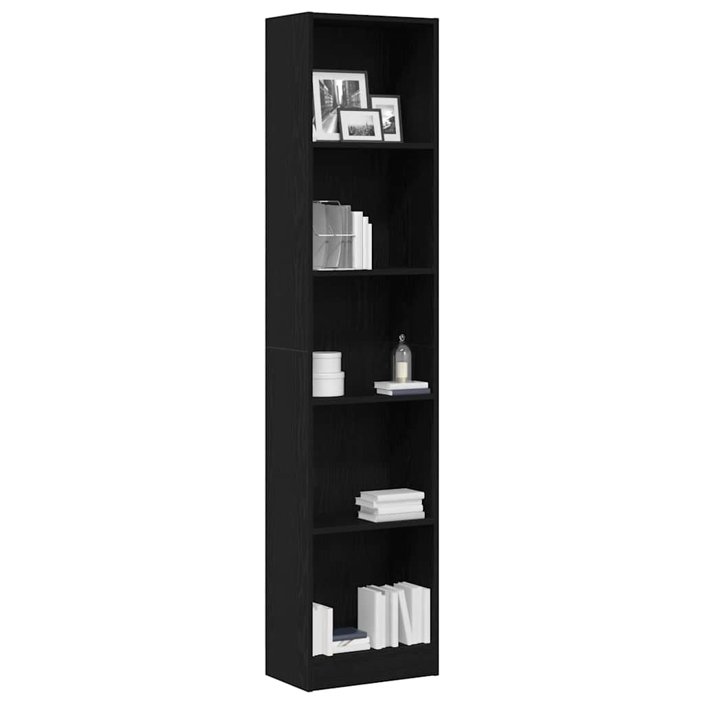 vidaXL Regał biblioteczny Czarny Dąb 40x24x176 cm Drewno klejone