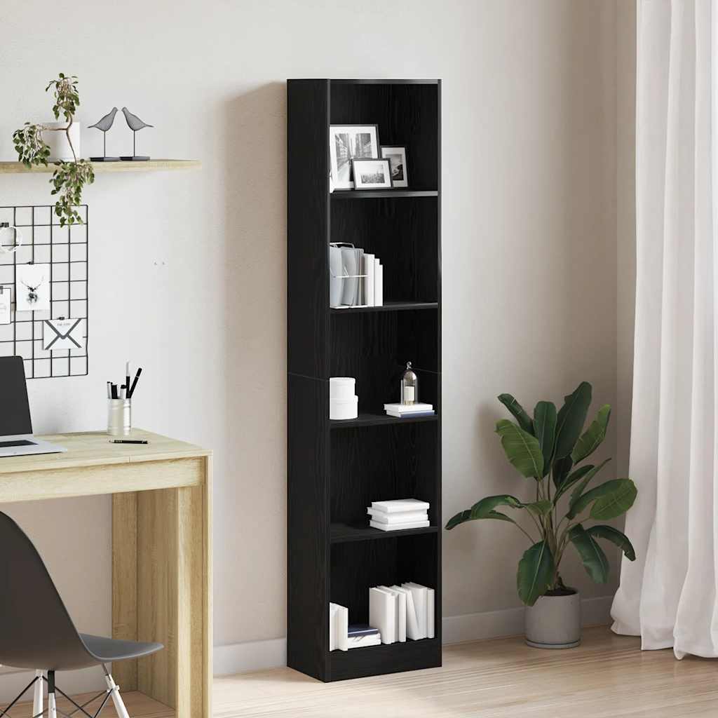 vidaXL Regał biblioteczny Czarny Dąb 40x24x176 cm Drewno klejone