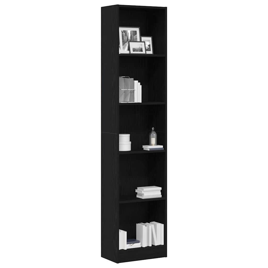 vidaXL Regał biblioteczny Czarny Dąb 40x24x176 cm Drewno klejone
