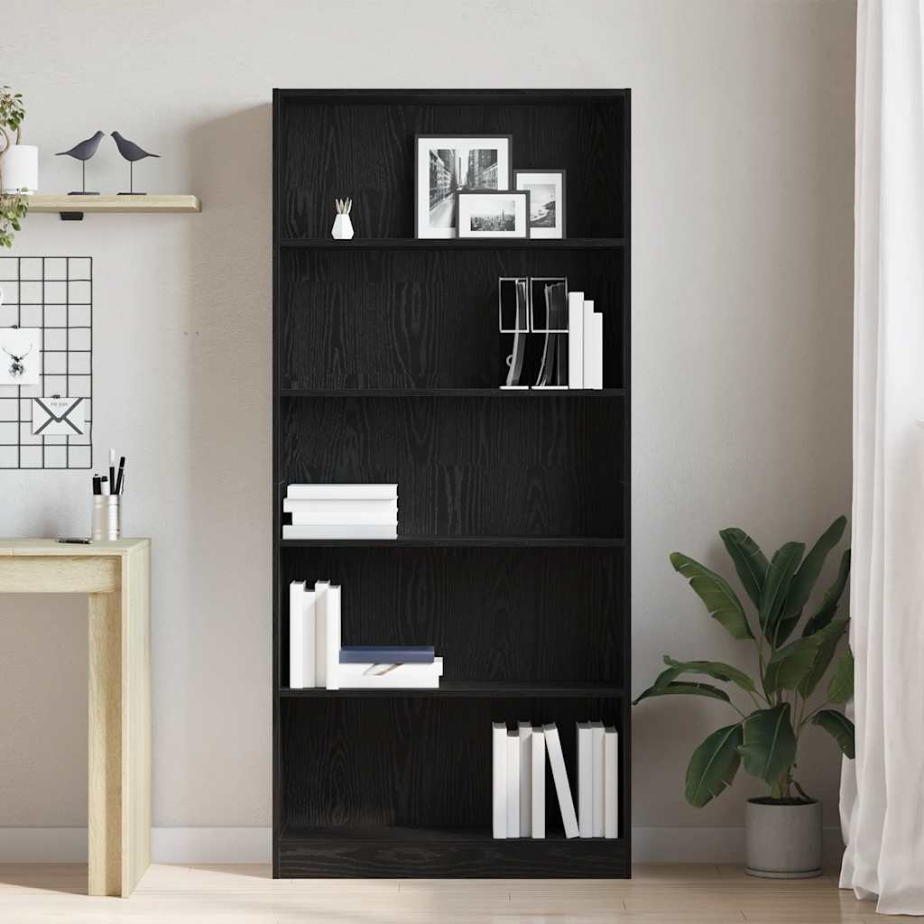vidaXL Regał biblioteczny Czarny Dąb 80x24x176 cm Drewno klejone
