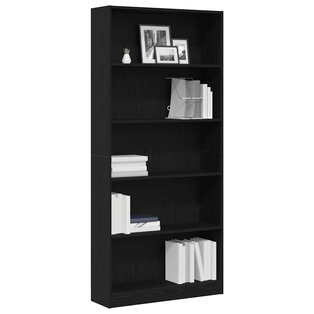 vidaXL Regał biblioteczny Czarny Dąb 80x24x176 cm Drewno klejone