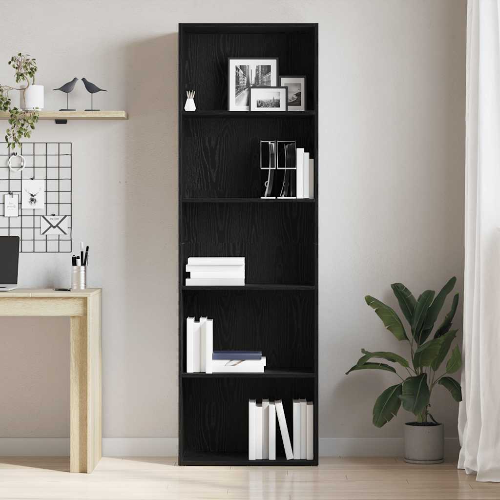vidaXL Regał biblioteczny Czarny Dąb 60x30x189 cm Drewno klejone