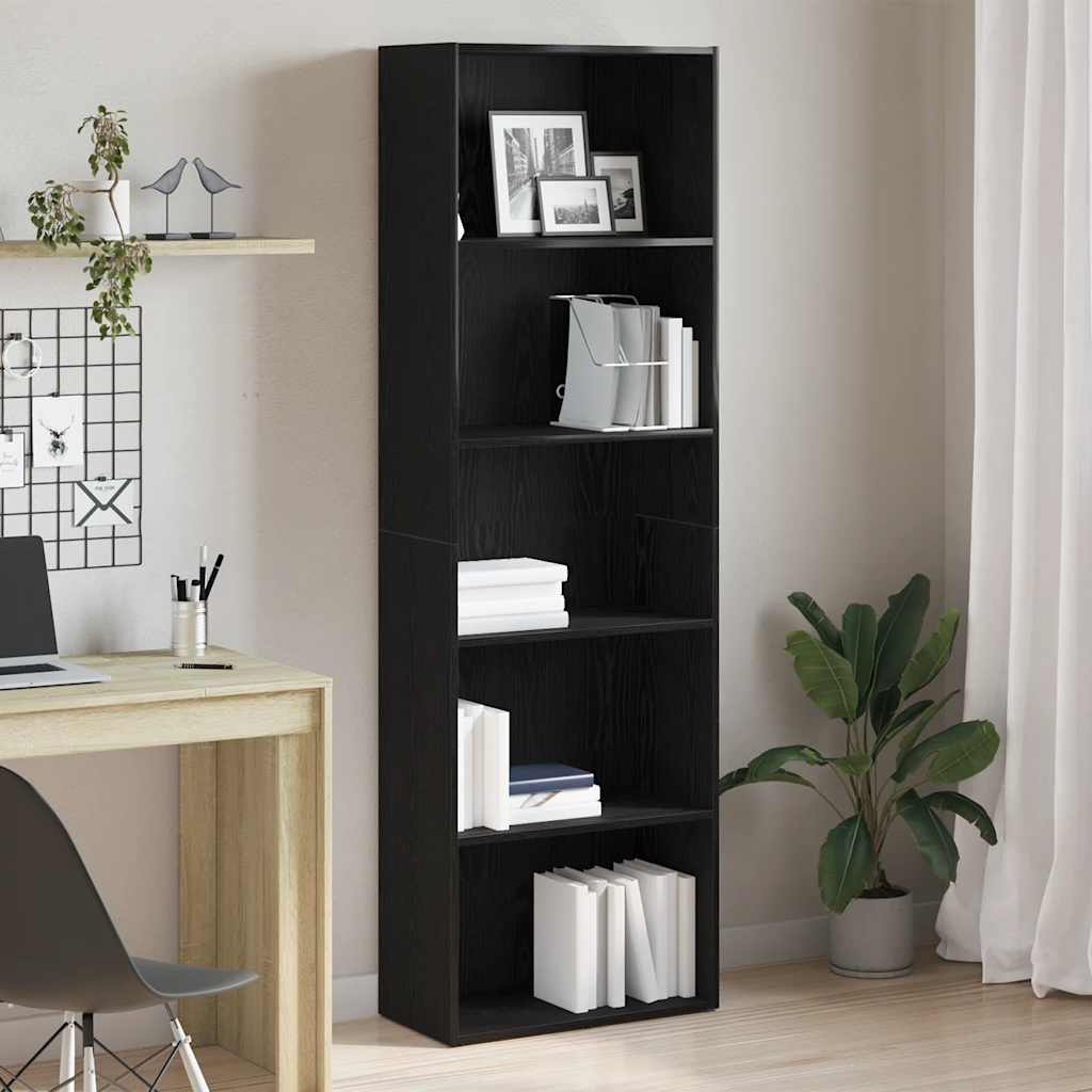 vidaXL Regał biblioteczny Czarny Dąb 60x30x189 cm Drewno klejone