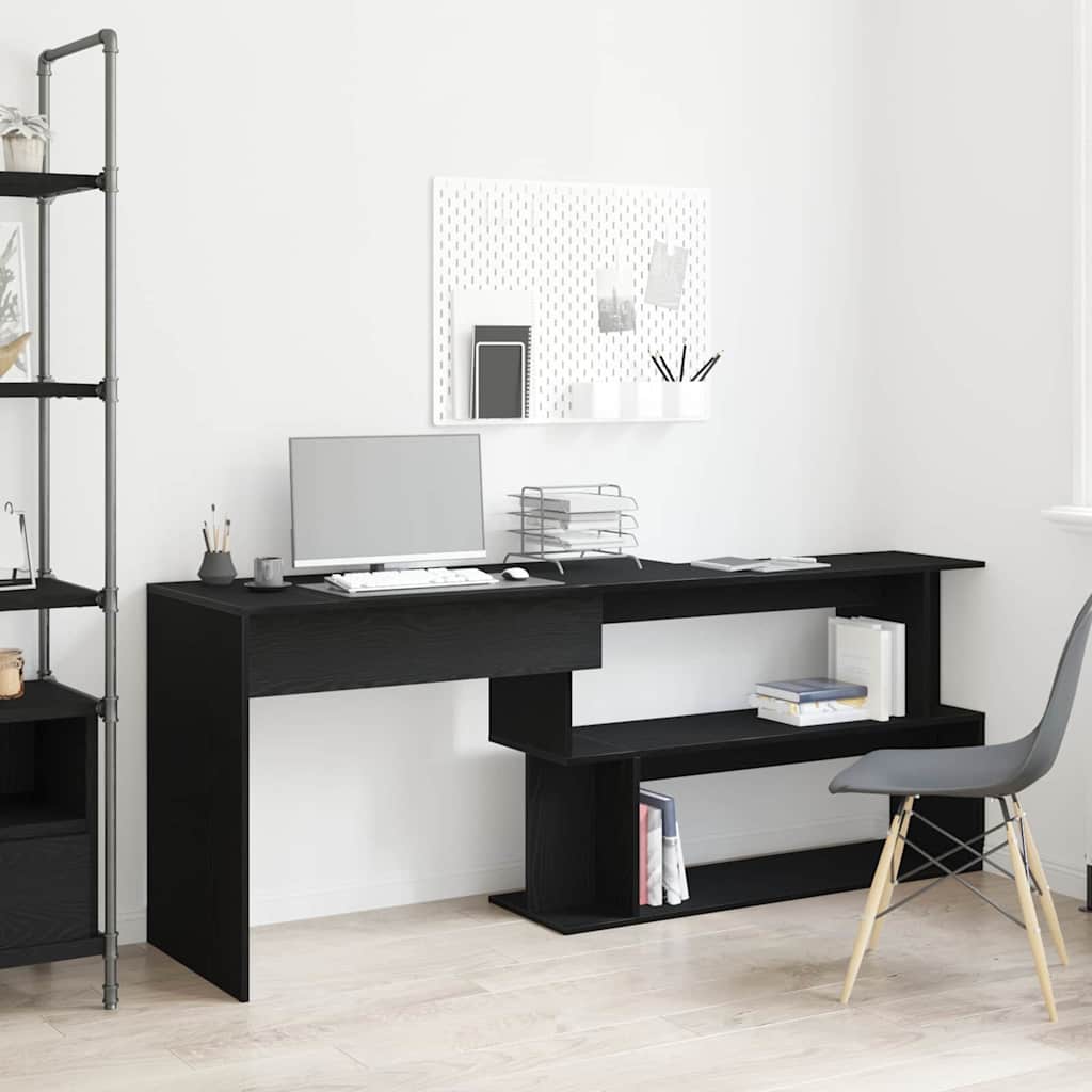 vidaXL Biurko Czarny Dąb 200 x 50 x 76 cm Materiał drewnopochodny