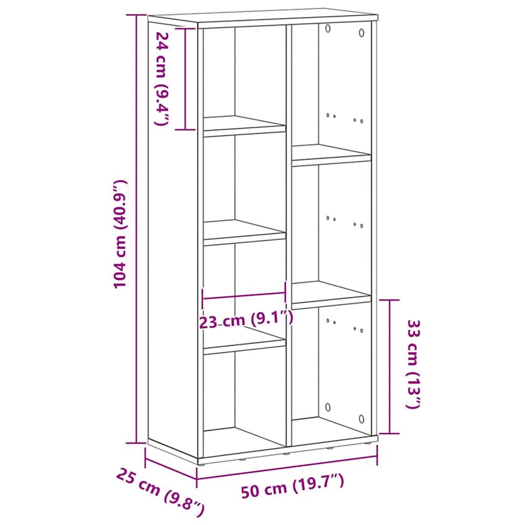 vidaXL Regał biblioteczny, czarny dąb, 50x25x104 cm