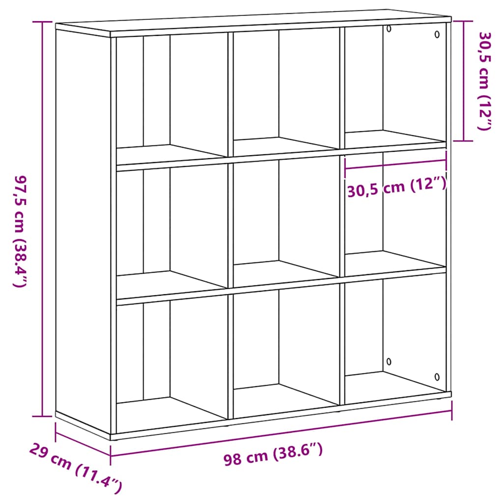 vidaXL Regał na książki Czarny dąb 98x29x97,5 cm Drewno konstrukcyjne