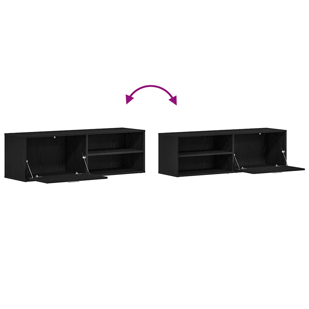 vidaXL Szafka RTV Czarny Dąb 120x34x37 cm Drewno klejone