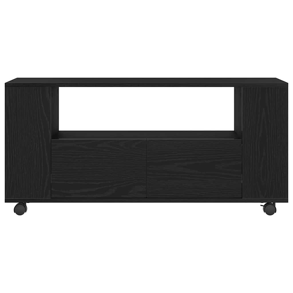 vidaXL Szafka pod TV z kółkami, czarny dąb, 102x34,5x43 cm