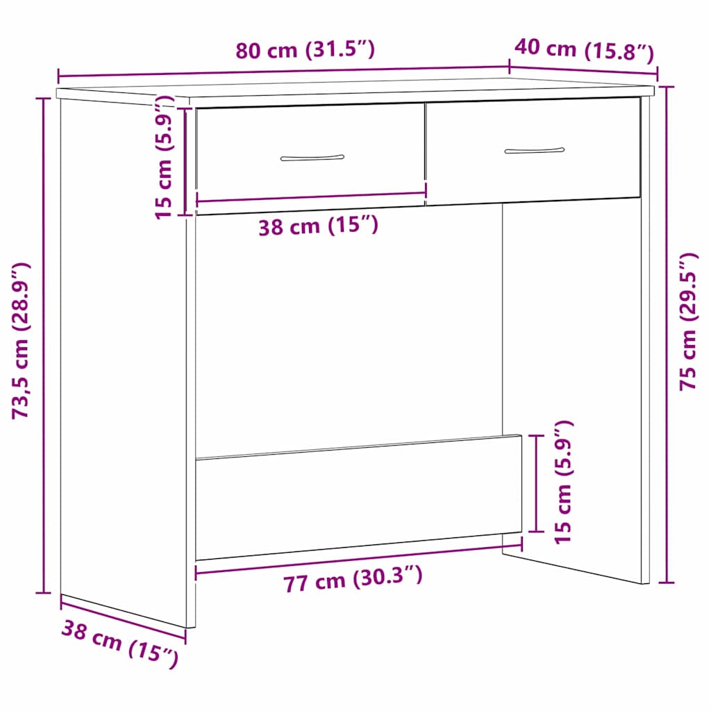 vidaXL Biurko Czarny Dąb 80 x 40 x 75 cm Materiał drewnopochodny