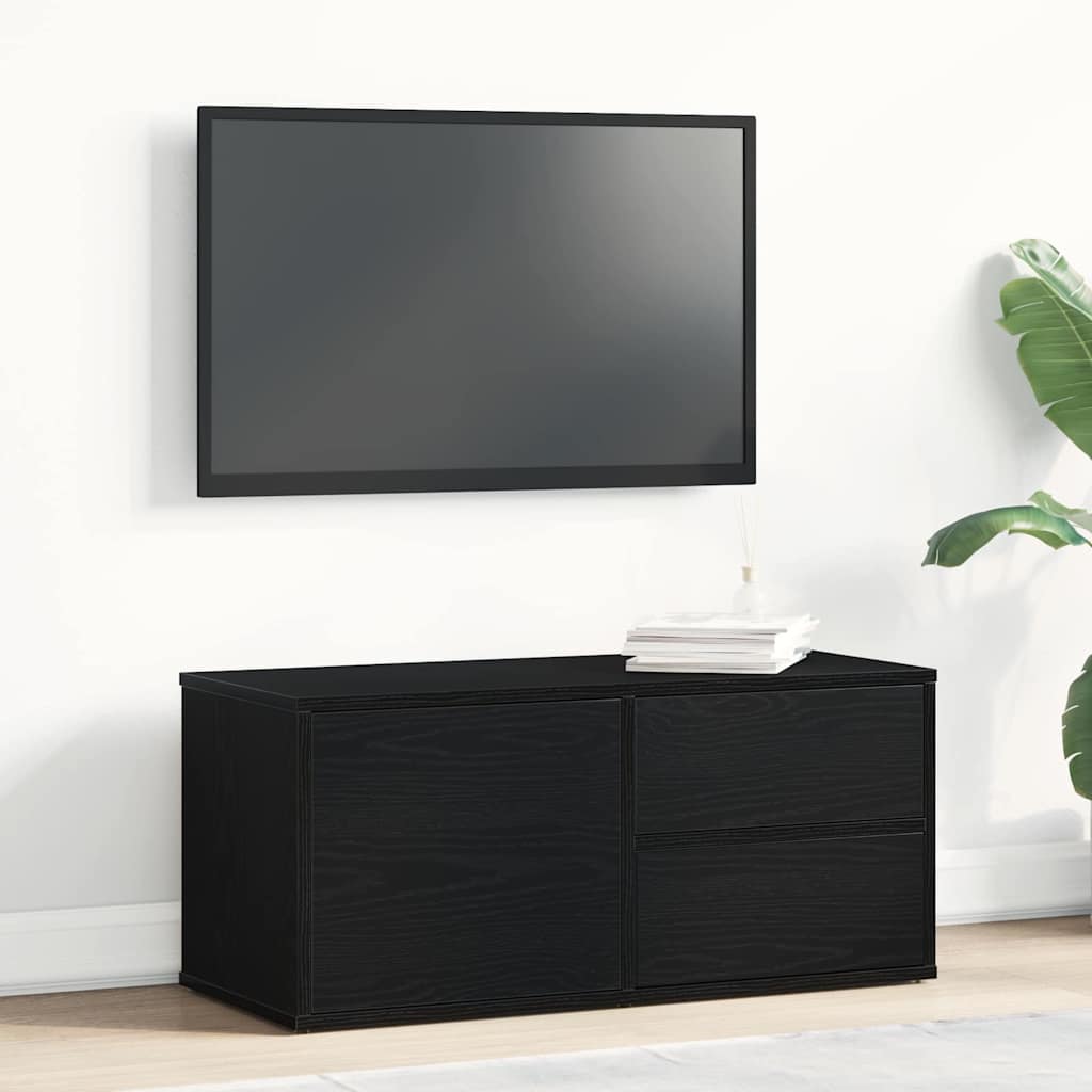vidaXL Szafka pod telewizor z szufladą Czarny Dąb 80 x 34 x 36 cm