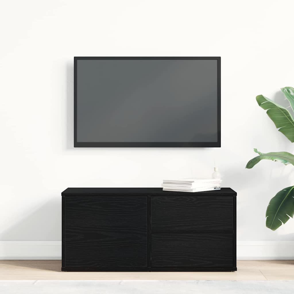 vidaXL Szafka pod telewizor z szufladą Czarny Dąb 80 x 34 x 36 cm