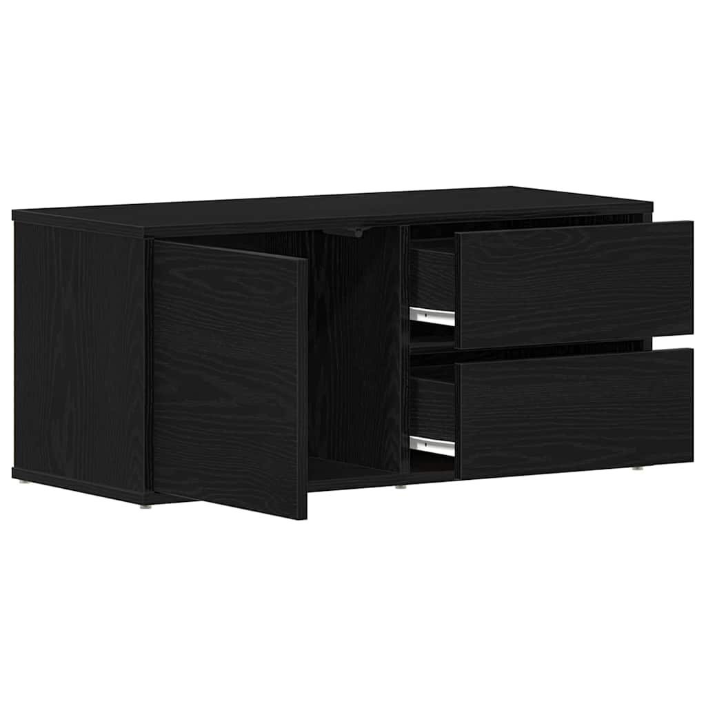 vidaXL Szafka pod telewizor z szufladą Czarny Dąb 80 x 34 x 36 cm