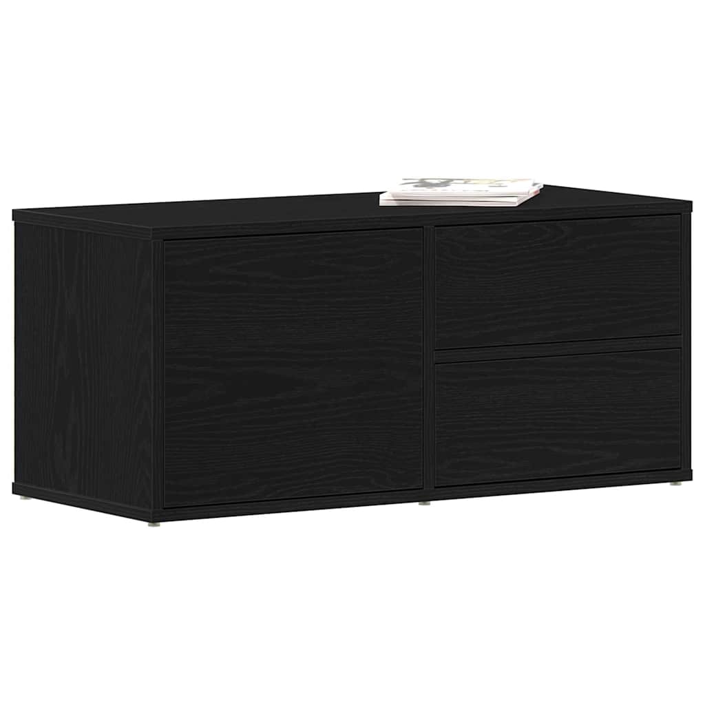 vidaXL Szafka pod telewizor z szufladą Czarny Dąb 80 x 34 x 36 cm