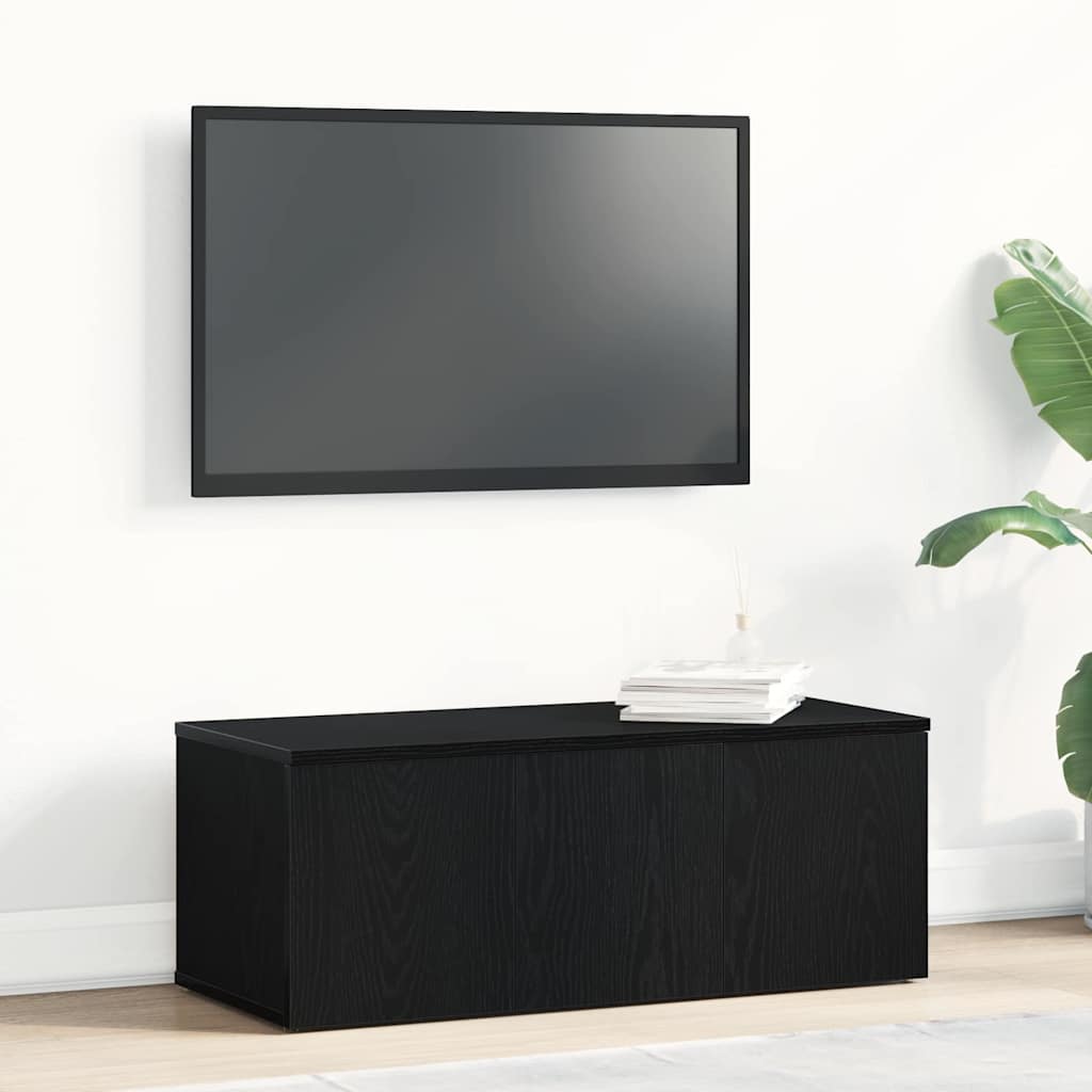 vidaXL Szafka pod telewizor z szufladą Czarny Dąb 80x34x30 cm
