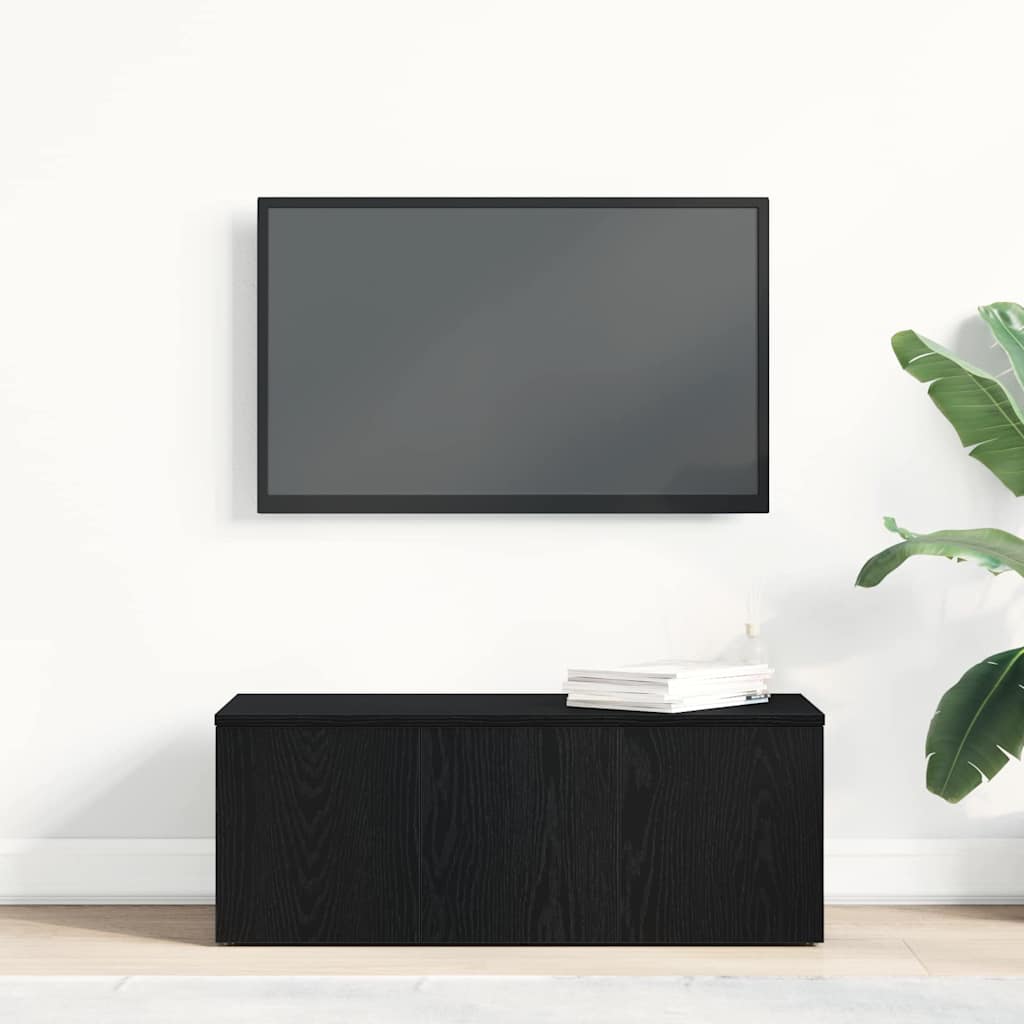 vidaXL Szafka pod telewizor z szufladą Czarny Dąb 80x34x30 cm