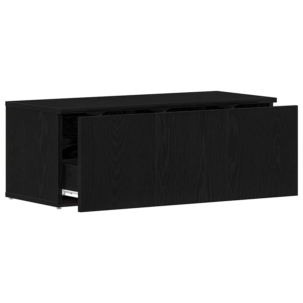 vidaXL Szafka pod telewizor z szufladą Czarny Dąb 80x34x30 cm