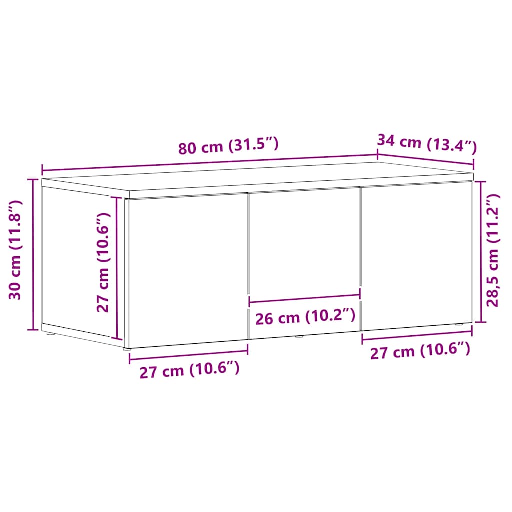 vidaXL Szafka pod telewizor z szufladą Czarny Dąb 80x34x30 cm