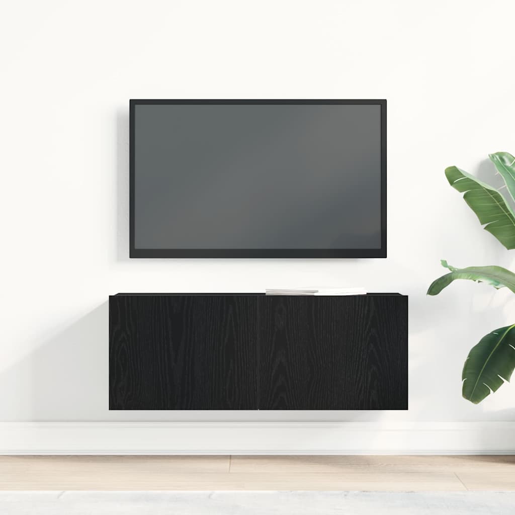 vidaXL Szafka pod telewizor Czarny Dąb 80 x 30 x 30 cm