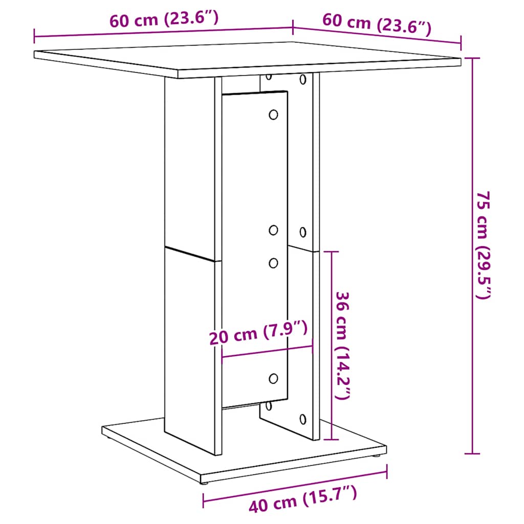 vidaXL Stolik bistro czarny dąb 60x60x75 cm Drewno konstrukcyjne