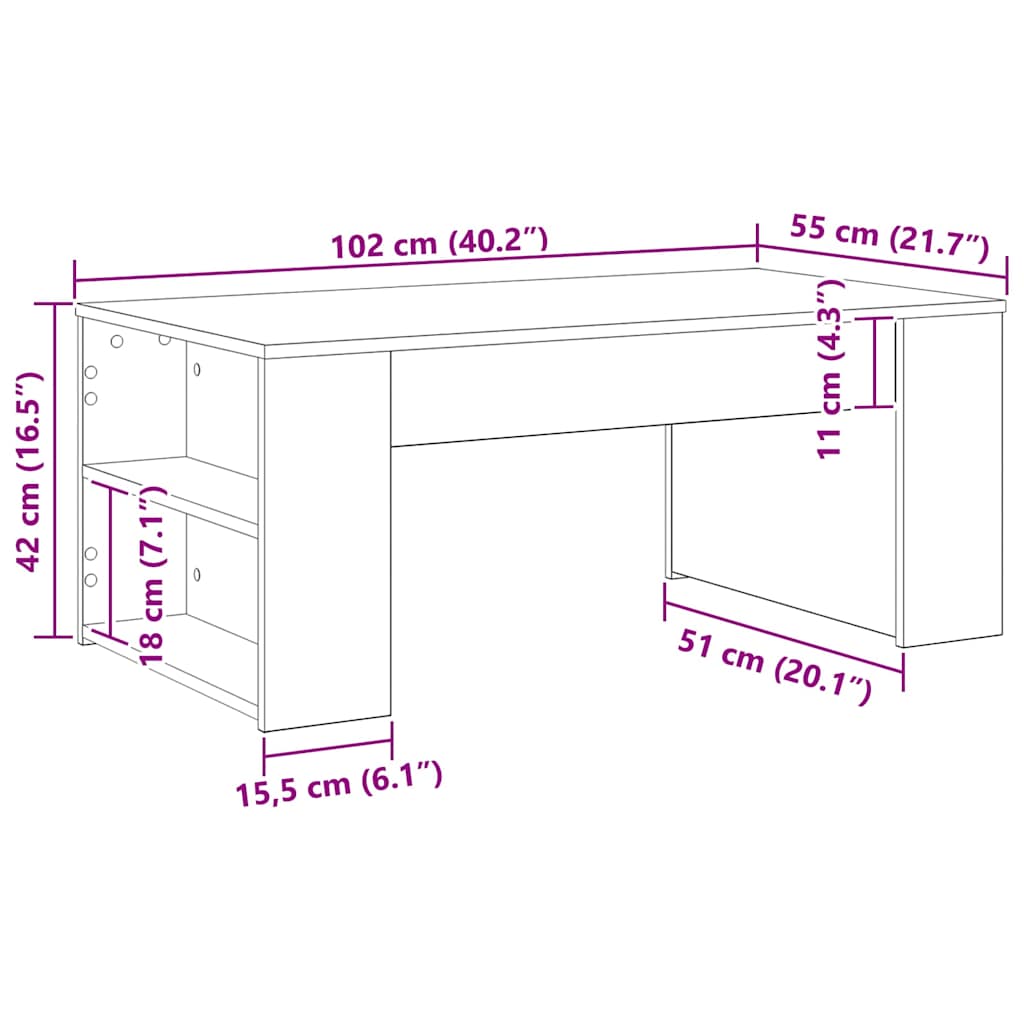 vidaXL Stolik kawowy Czarny Dąb 102 x 55 x 42 cm
